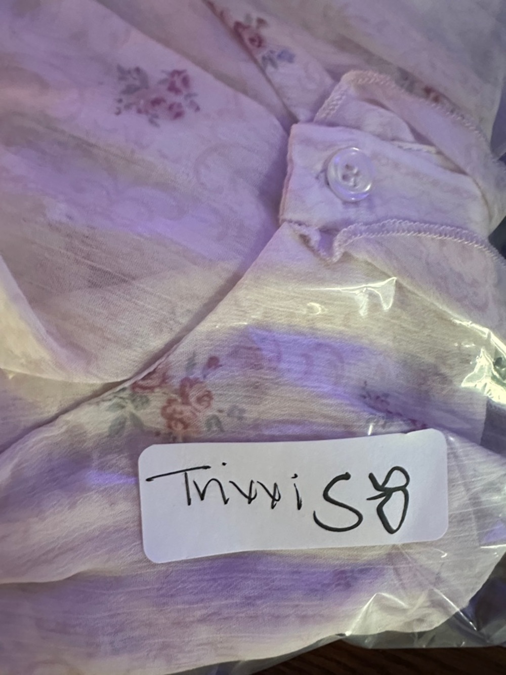 TRIXXI L Greta Pale Pink ditzy floral ruffled chest & sleeve sheer button blouse - Picture 14 of 14